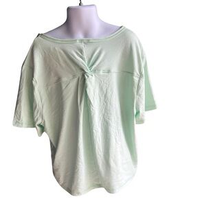 All in Motion Girls Shirt Size XL 14 Green White Striped Shirt with Front Twist